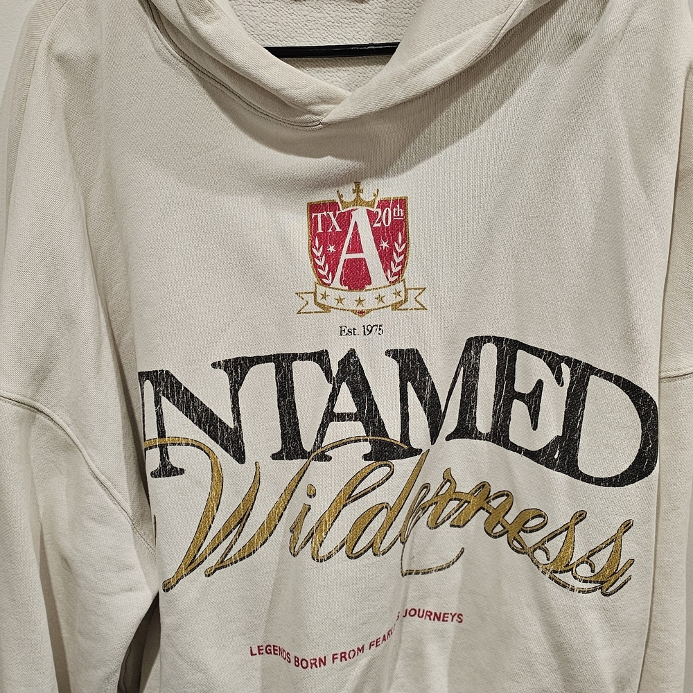 Zara Cream and Gold Graphic Hoodie